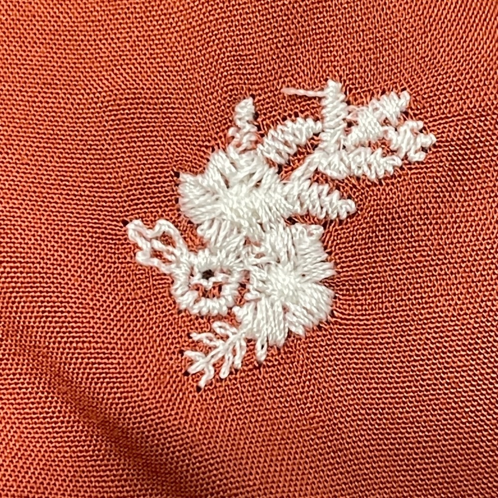 Böhme Embroidered Floral Rust Blouse Tie On Back Bohemian  Size Large - Picture 3 of 7